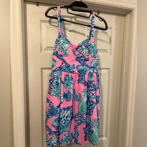 Lilly Pulitzer Size 8 mini dress EUC bright pink shells